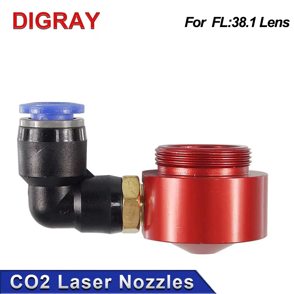 

DIGRAY CO2 Laser Air Nozzle for Dia.20mm FL38.1mm Focus Lens Co2 Short Nozzle for Laser Head at CO2 Laser Cutting Machine
