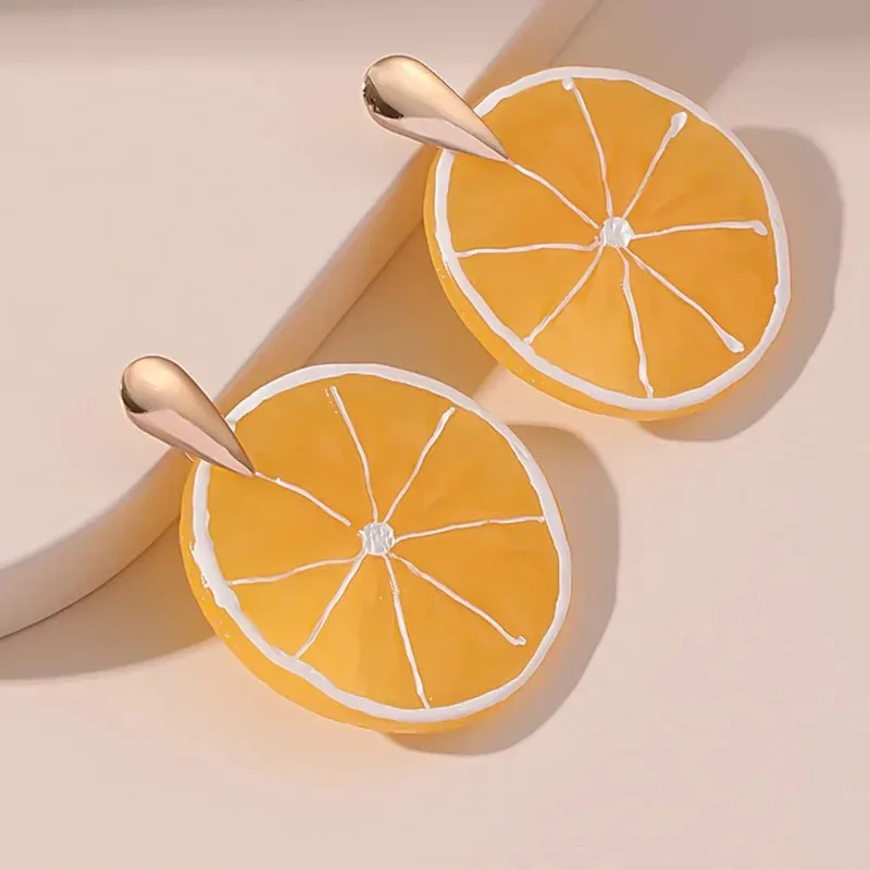 Summer Acrylic Fruit Lemon Strawberry Dangle Earrings for Women Charm Food Simulated Pitaya Orange Earrings Jewelry Gifts
