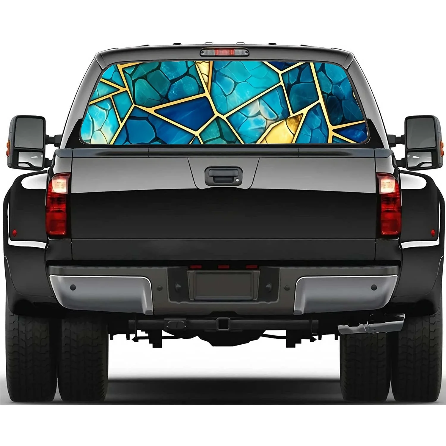 

Витражная наклейка на заднее окно автомобиля, подходит для пикапа, грузовика, автомобиля, универсальная прозрачная перфорированная виниловая наклейка на заднее окно