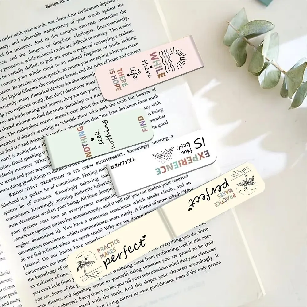 5 Pcs/Set Watercolor Design Magnetic Bookmark Set Flower Pattern Sunset Sky Cloud Annotated Bookmarks Bible Quote