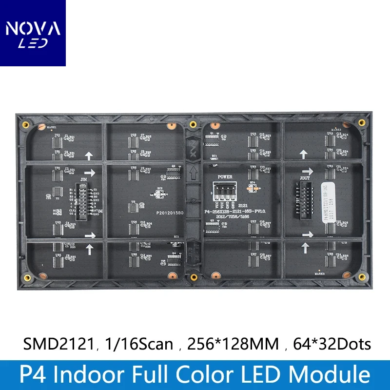 Módulo de panel de pantalla LED P4, 256x128mm, 64x32 píxeles, 1/16 de escaneo interior, 3 en 1, SMD, RGB, a todo color