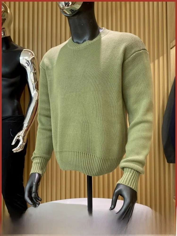 

Retro Comfortable Men's Knitted Sweater round Ne Warm Casual All-Match Winter Faion Soft Cozy Long Sve T-irt