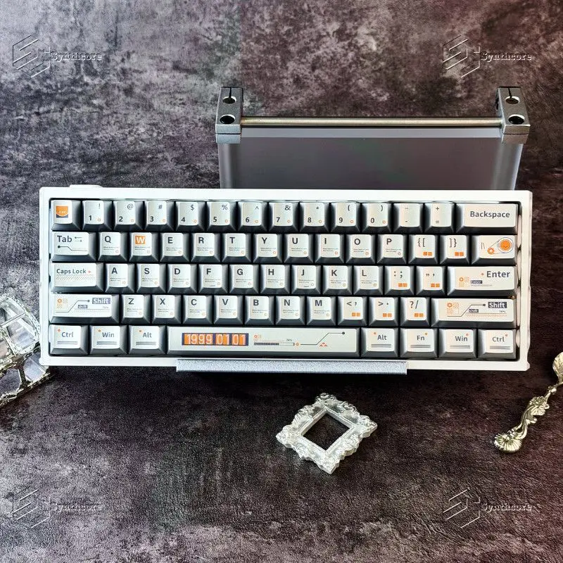 Orange Glow Metallic Paint Keycaps 130 Keys Cherry Profile PBT Dye-Sub White Grey Retro for MX Mechanical Keyboard Gaming Custom