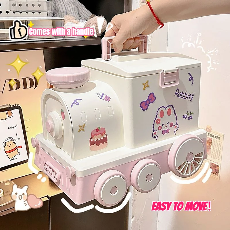 Creative Train Medicine Box,Cute Large Capacity Portable Handheld Emergency Medical Kit Storage Medicine Box,Home Storage Goods
