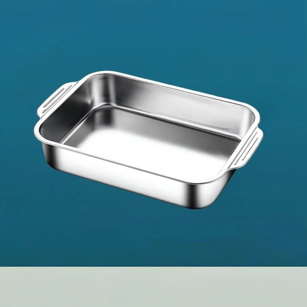 Durable Rectangular Stainless Steel Baking Plate Deep Grill Tray For Fish Cooking Compatible With Induction Cooker Kitchenware