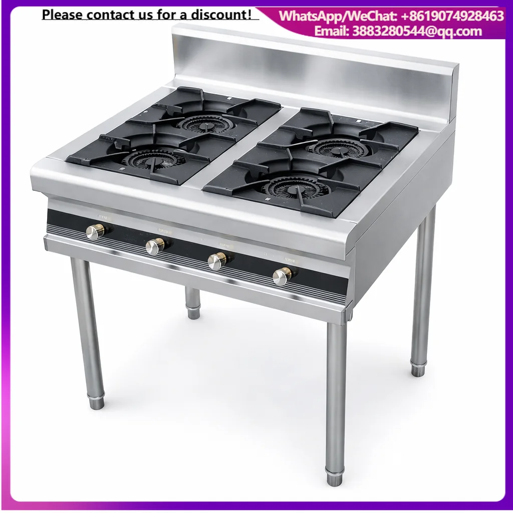 Best Quality Commercial Stainless Steel Restaurant Cooking Equipment 4 Burner Commercial Gas Stove