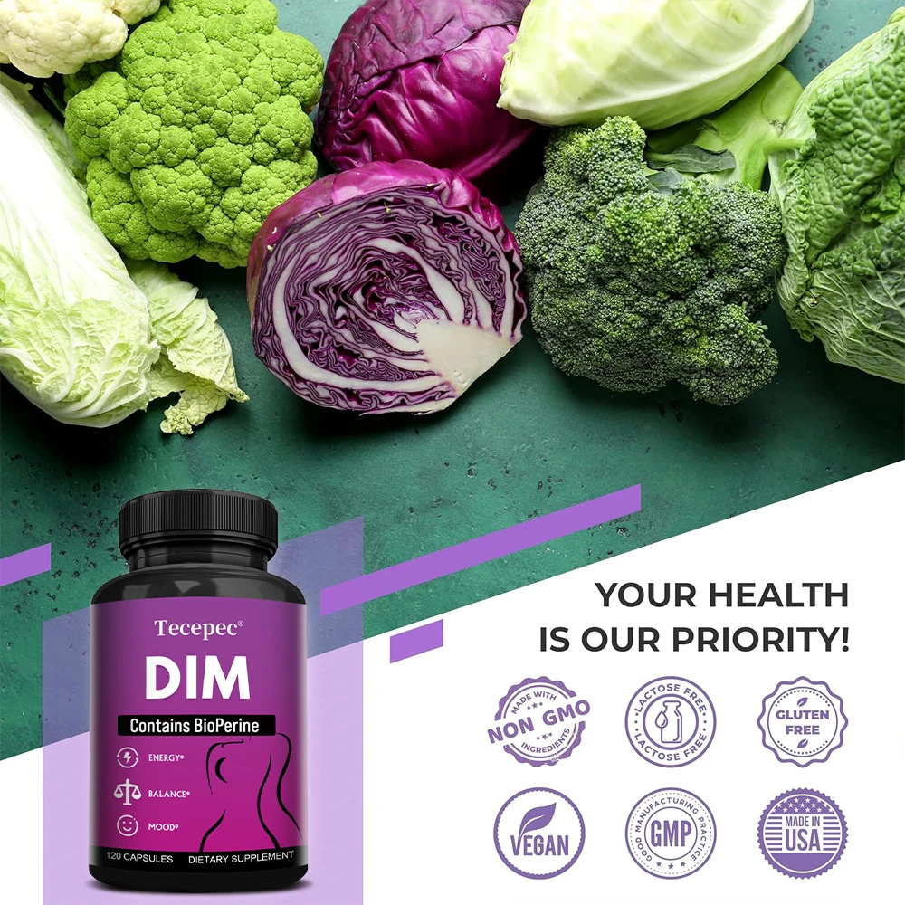 DIM Health Supplements - Piperine Extract Capsules Helps with Menopausal Metabolism Relieves Hot Flashes and Night Sweats