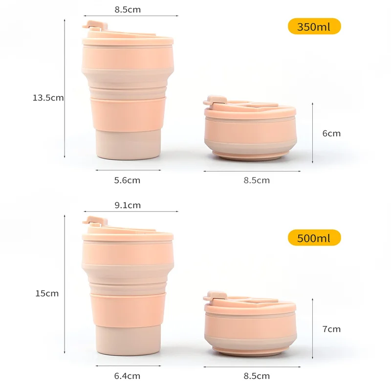Garrafa De Água Dobrável De Silicone Retrátil, Copo Resistente A Alta Temperatura, Viagem Ao Ar Livre, Esporte, 350 ml, 500ml
