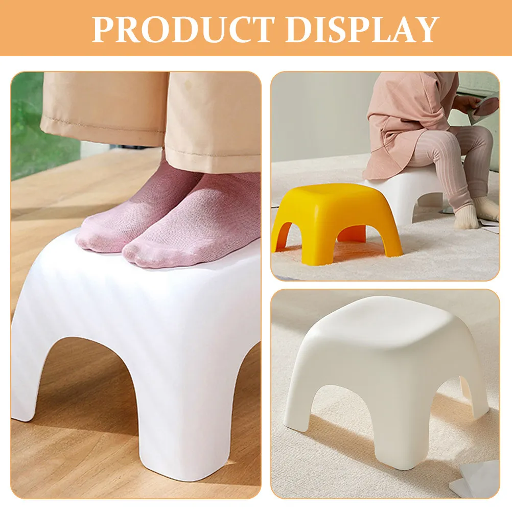 2Pcs Bathroom Toilet Stool Nonslip Plastic Step Stool White Yellow Small Footstool for Shower Shoe Changing Potty Squat Seating