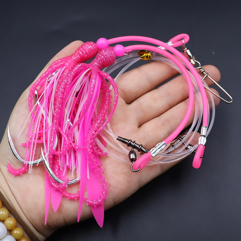 ZYZHE 1 Stück Tiefsee-Angelrig mit BKK-Haken, Weicher Oktopus-Köder für Hochsee-Angeln, Kabeljau- und Schnapper-Rigs – Detail 8