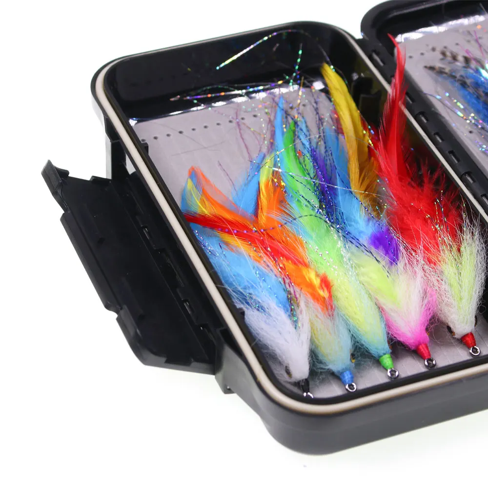 Bimoo 10 Stück Fliegen Fisch Streamer Kit Hahn Hackle Feder Streamer EP Seidige Faser Streamer Forelle Bass PIke Meeresangelköder – Detail 5