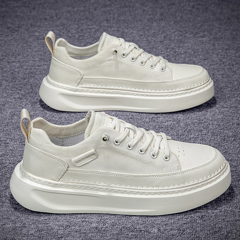 

2025 Fashionable Men's Casual Shoes Leather Lace-up Retro Style Thick-soled Elevator Comfortable Breathable Shock-absorbing One-