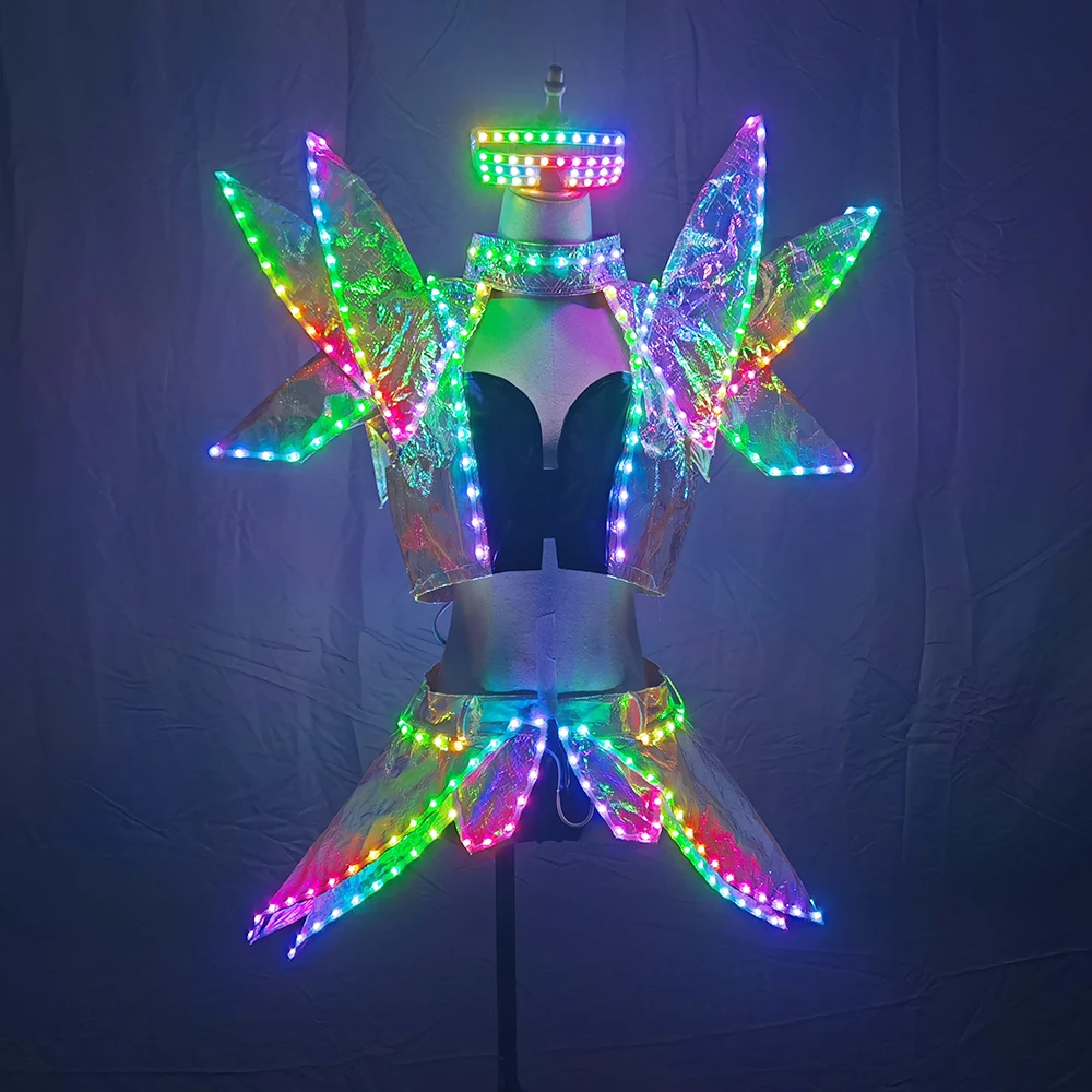 Abbigliamento LED Abbigliamento da donna Moda Incandescente Reggiseno da donna Pantaloncini Alice spalla Armatura Abiti Abito da ballo da sala
