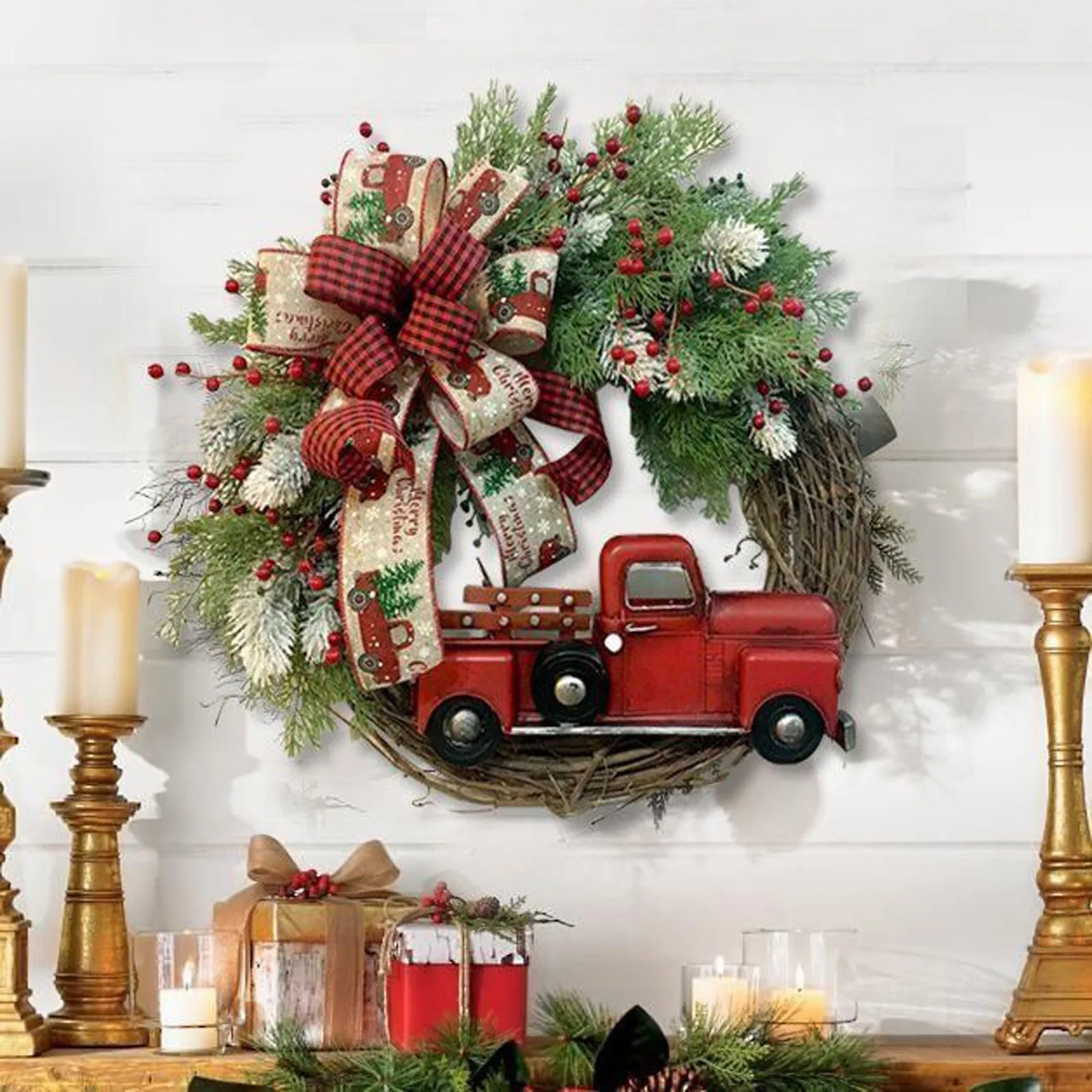 Christmas Decoration Red Truck Garland Door Hanging Hangers Home Creative Decorative Supplies