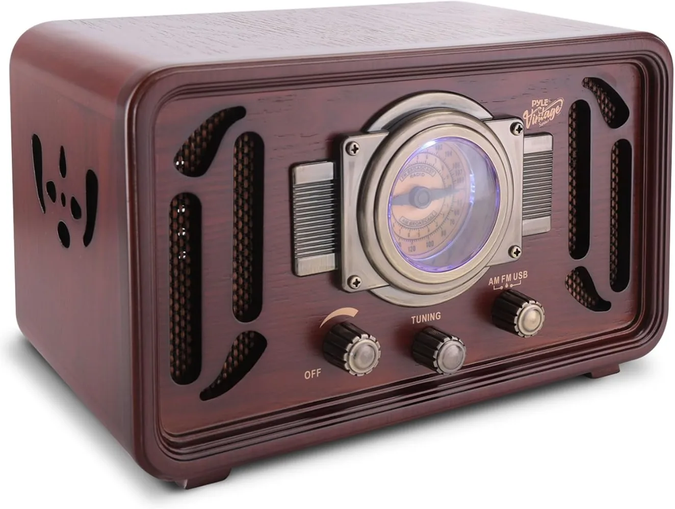 

Retro Wireless Bluetooth Radio Speaker Classic Vintage Audio Sound System Built-in Stereo Speakers USB SD Card AUX RCA MP3 AM