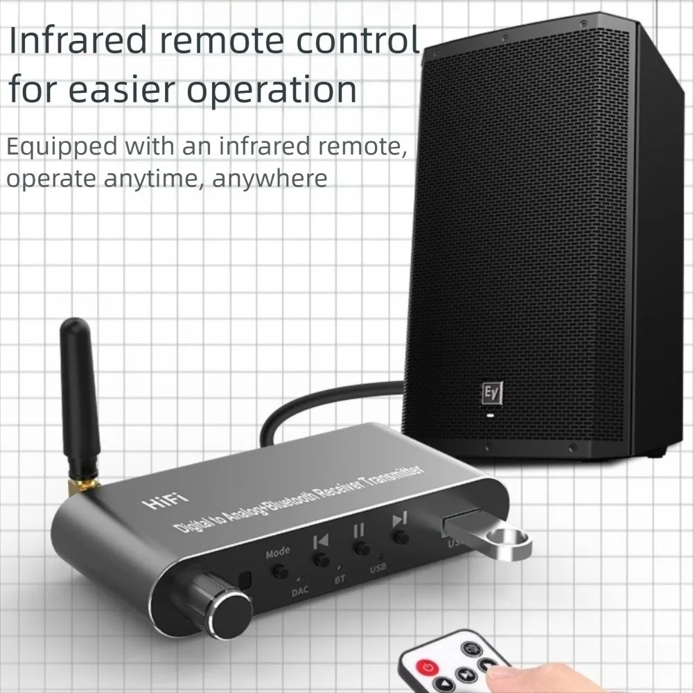 محول صوت رقمي إلى تناظري 4 في 1 مع جهاز تحكم عن بعد من سبائك الألومنيوم بصري رقمي إلى 3.5 ملم مع جهاز استقبال بلوتوث 5.1 #2