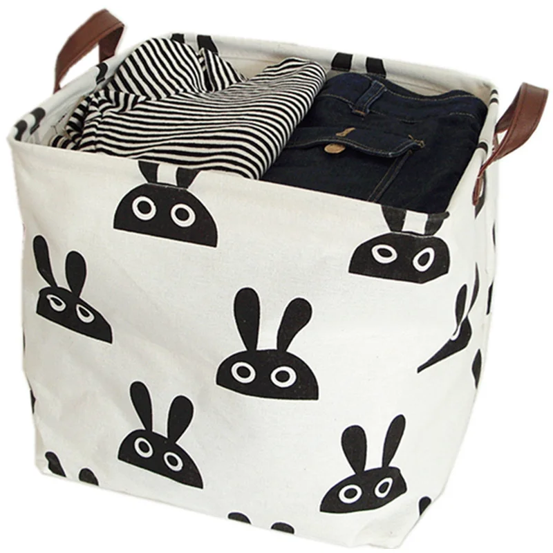 Cotton Linen Foldable Laundry Basket For Dirty Clothes, Multi-purpose Storage Hamper For Household & Toys