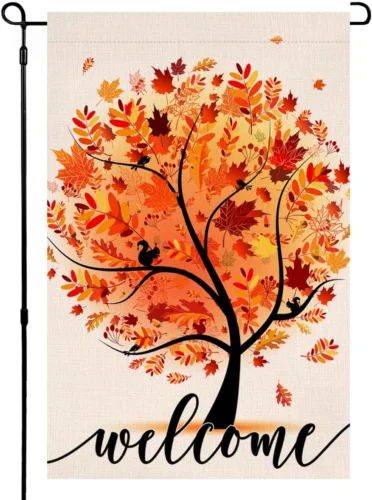 Welcome Fall Tree Garden Flag 12X18 Vertical Double Sided Autumn Maple Leaves Th