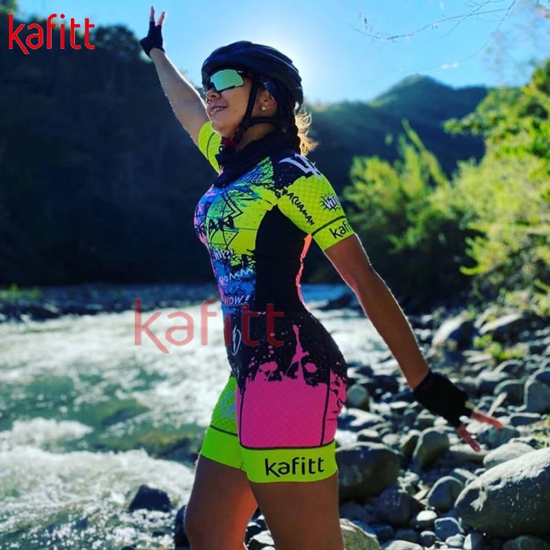 

In Stock Kafitt Women's Short Sleeve Track Suit Mountain Bike Cycling Leotard Jumpsuit