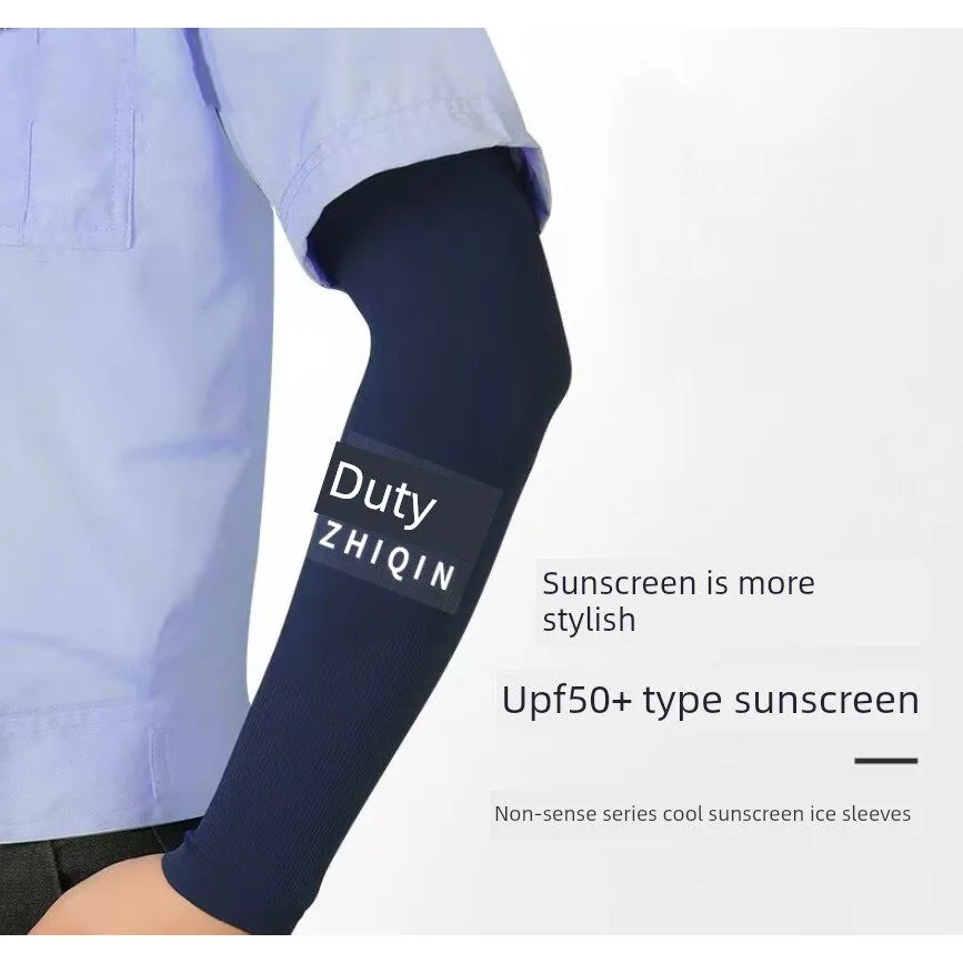 2026-new-women's-sun-protection-ice-sleeve-commute-to-work-tactical-ice-silk-arm-cover-flame-dark-blue-sleeve-cover