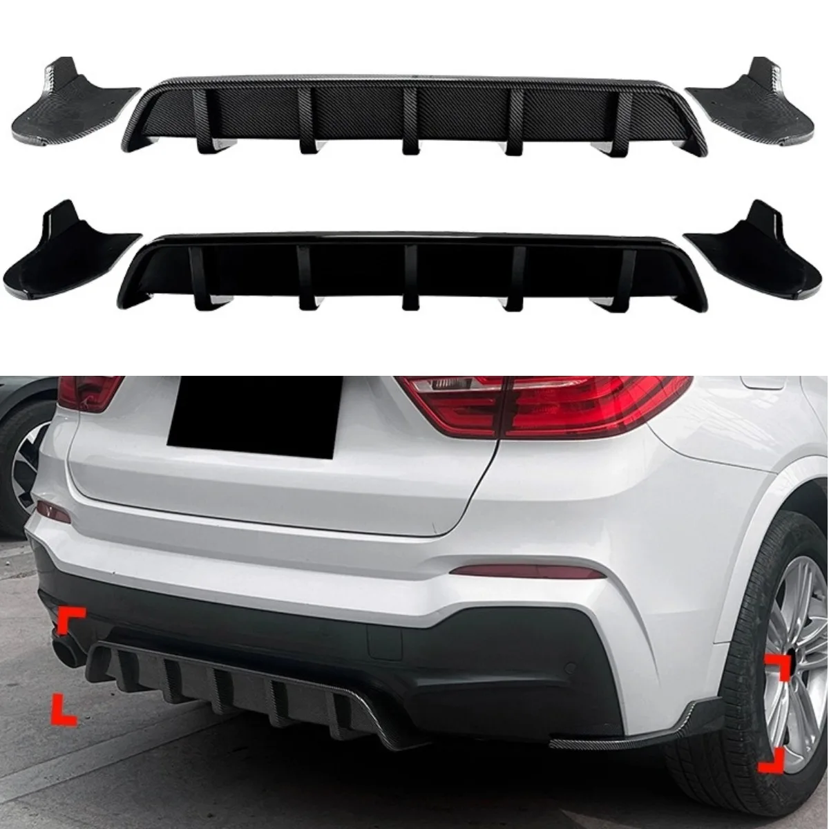 

For BMW X4 F26 M Sport 2014-2018 Exterior Accessories Car Rear Bumper Lip Splitter Diffuser Spoiler Bumper Protector Body Kit