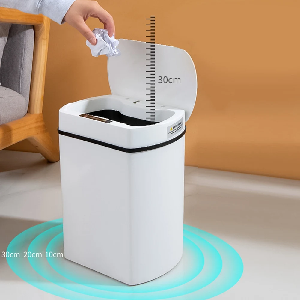 

Smart Trash Can for Kitchen House Smart Home Dustbin Wastebasket Bathroom Automatic Sensor Trash Can Garbage White 13L