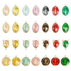 20pcs Enamel Gold Silver Color Big Statement Oval Shape Virgin Mary Oil Drip Pendants Charms DLY Accessories DIY Jewelry Crafts