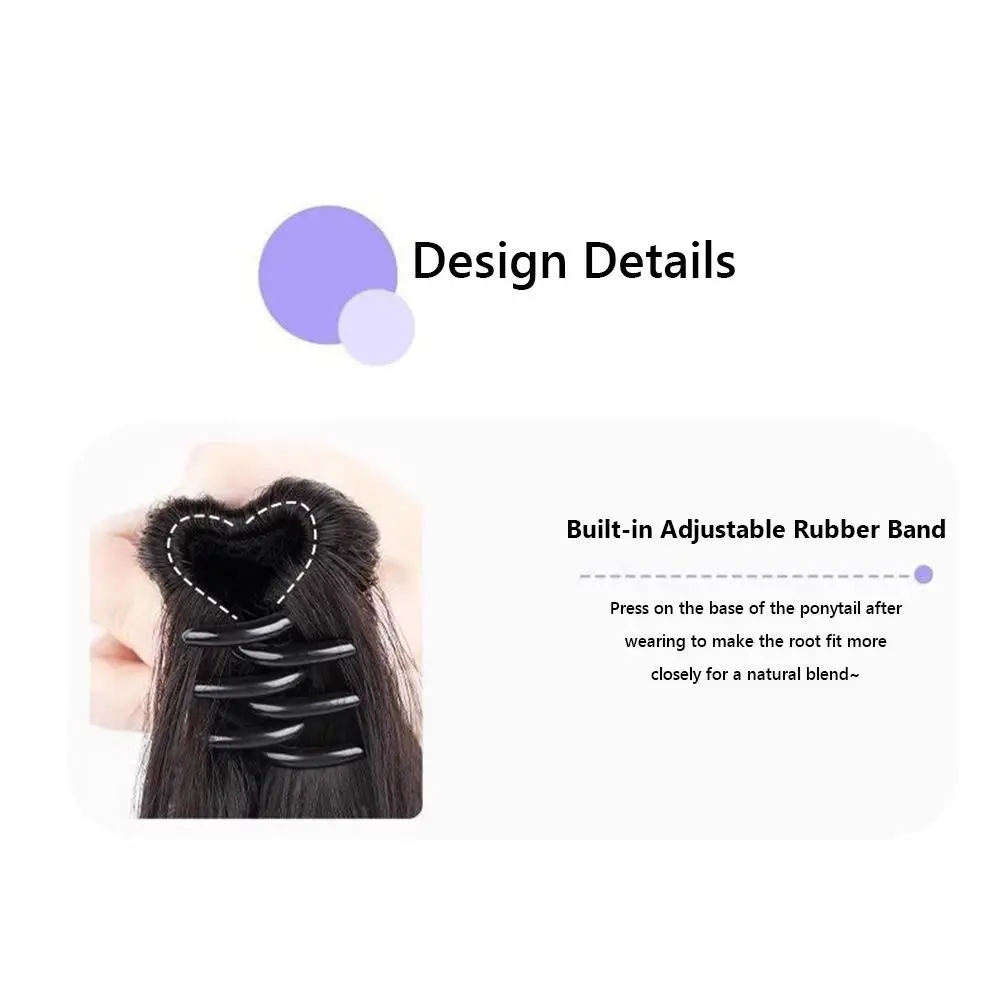 

Long Curly Ponytail Wig with Claw Clip Cool Brown with Pink Highlights Fluffy Fake Hair Hair Claws Colorful Natural-Looking