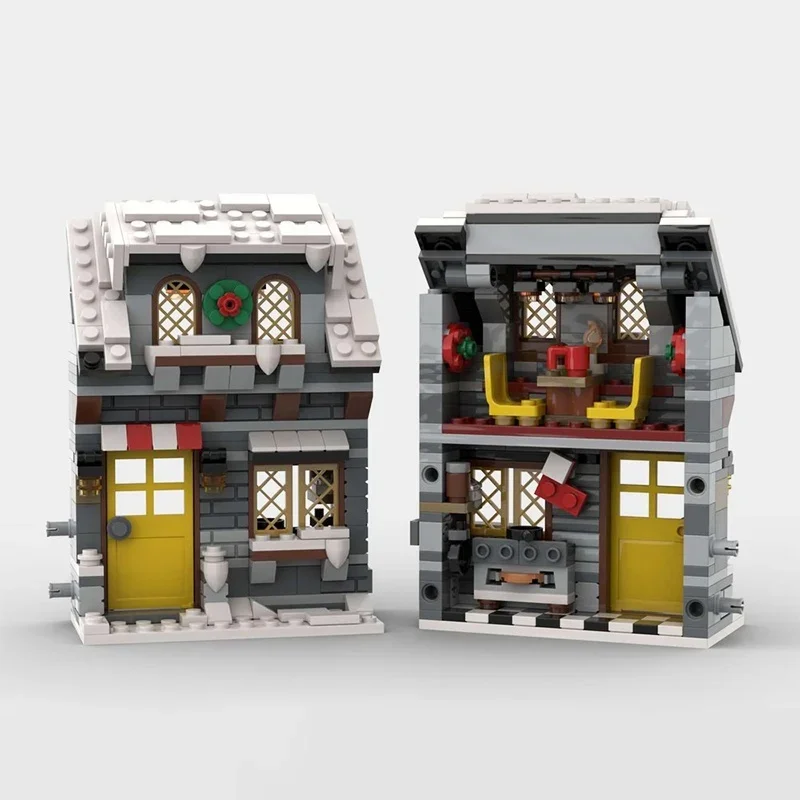 822 stuks MOC Drie Kleine Winterhuizen Model Bouwstenen Constructie Assembleren Kerstcadeau DIY Baksteen speelgoed Kinderen Verjaardag