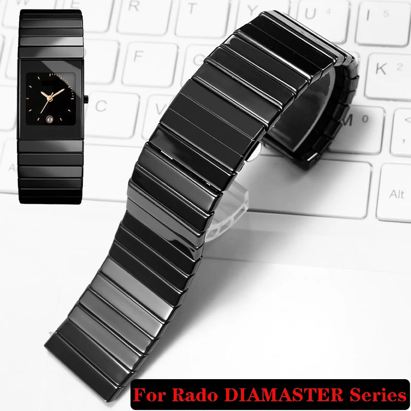 Premium-Grade Ceramic WatchBand Replacement for Rado DIAMASTER Series Black Watch Chain Men\'s 27mm 35mm Watch Strap