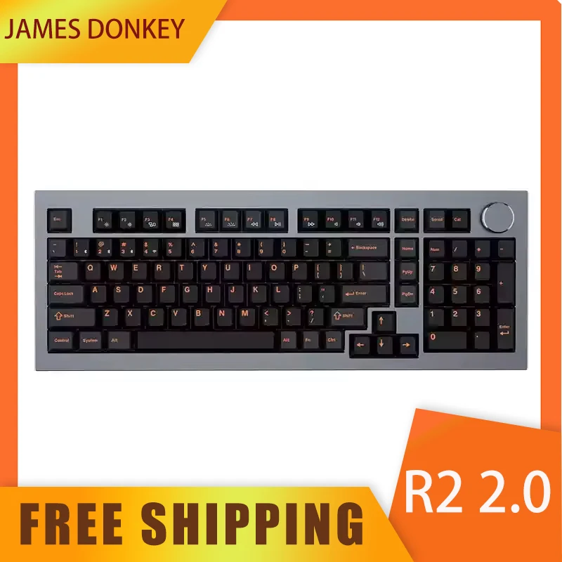 James Donkey R2 2.0 Customized Mechanical Keyboard Three-Mode Aluminum Gasket Construction Hot-Swappable Gaming Keyboard Laptop