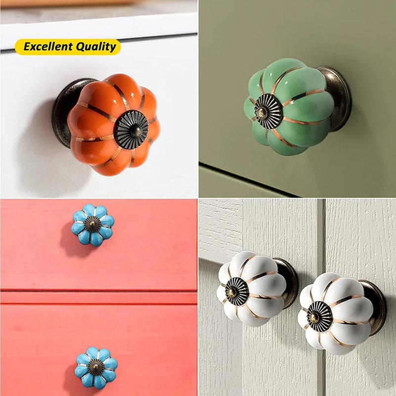 

1Pcs Pumpkin Ceramic Handles 40mm Desk Drawer Knobs Cupboard Door Handles Single Hole Cabinet Handles Furniture Handles