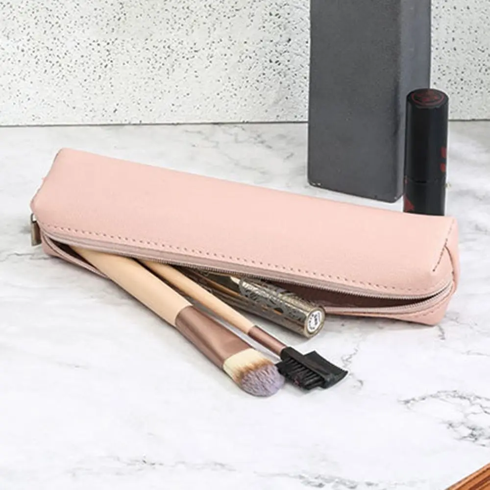 New PU Leather Pen Bag Water Dirt-Proof Large Capacity Pencil Case Simple Stationery Box