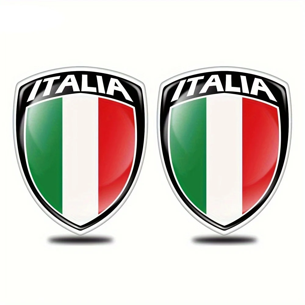 2pcs Italy Flag Shield Shaped Sticker Emblem Badge Decoration Car Accessories Italian for Motobike Car Bike Truck Skateboard