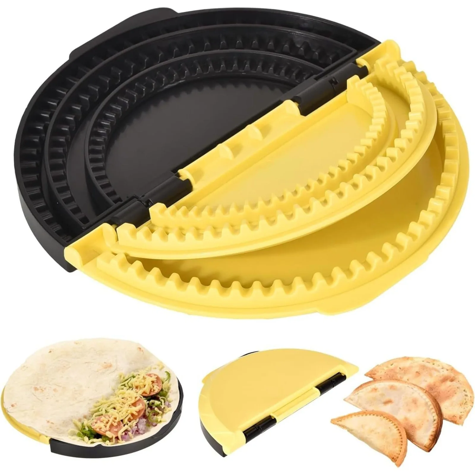 Sellador de Tortillas 3 en 1 (10+8+6 Pulgadas), Sellador de Tortillas Desmontable, Diseño de Dientes de Tiburón a Prueba de Fugas, Apto para Lavavajillas