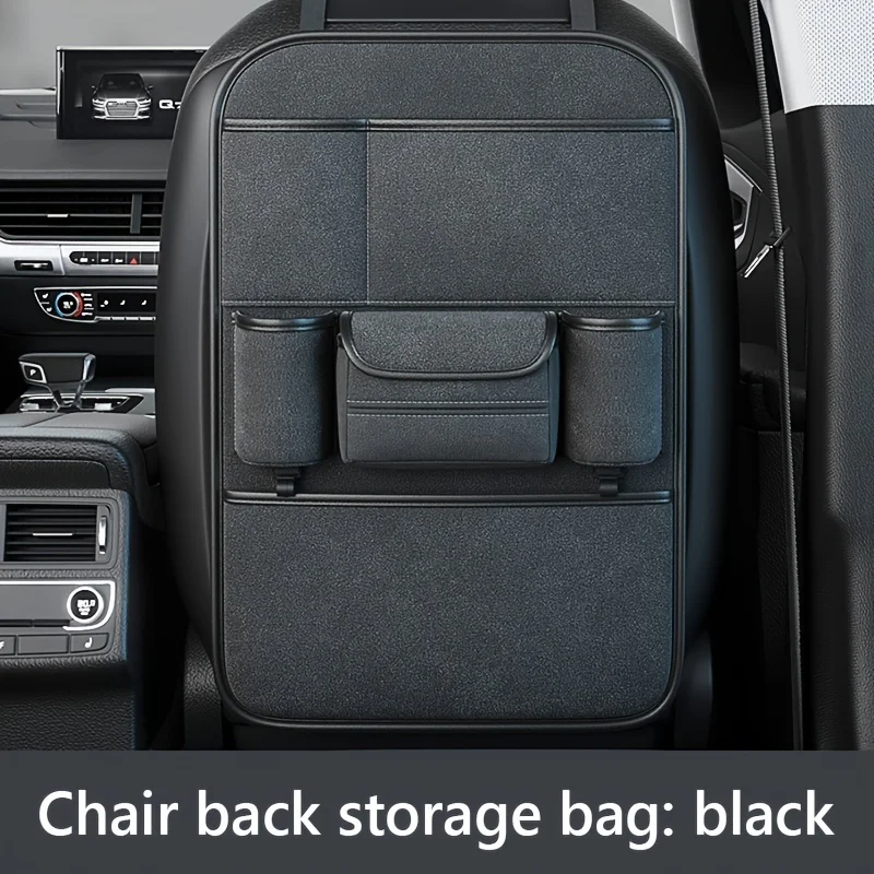 PU leather car seat back storage bag Car seat back suspension storage bag Multi-functional car storage box Car tissue box Water