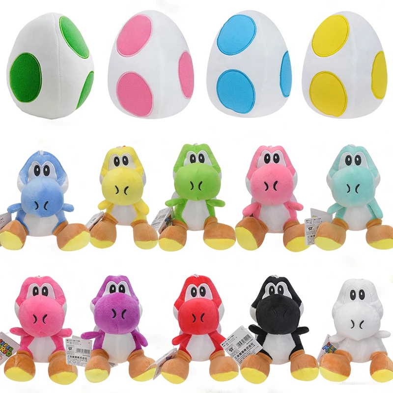 Cartoon Super Mario Plush Toy Soft Stuffed Plushie Yoshi Egg Multicolour Yoshi Doll Peluche Kids Birthday Xmas Gifts