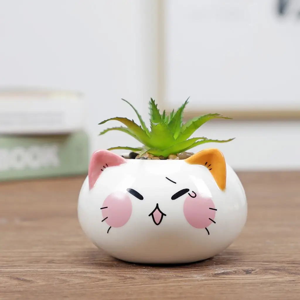 Animal Style Cute Flower Planter Ornament Cartoon Handmade Flowerpot Succulent Potted Garden Supplies Bonsai Accessories