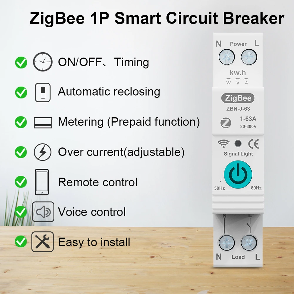 TUYA ZigBee interruttore automatico intelligente telecomando interruttore di controllo vocale homephone wireless APP Connect Circuit Breaker