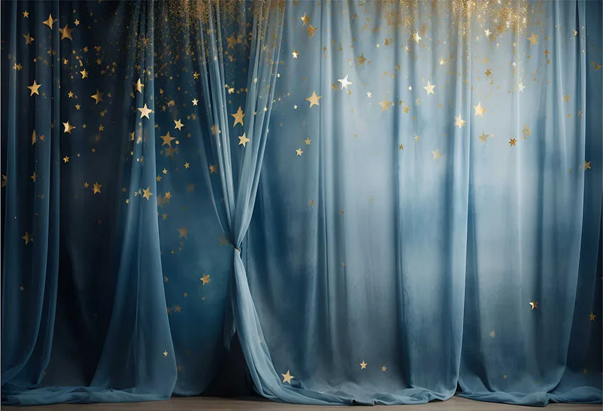 Mehofond Photography Background Blue Curtain Glitter Gold Stars Adult Kids Birthday Party Portrait Decor Backdrop Photo Studio