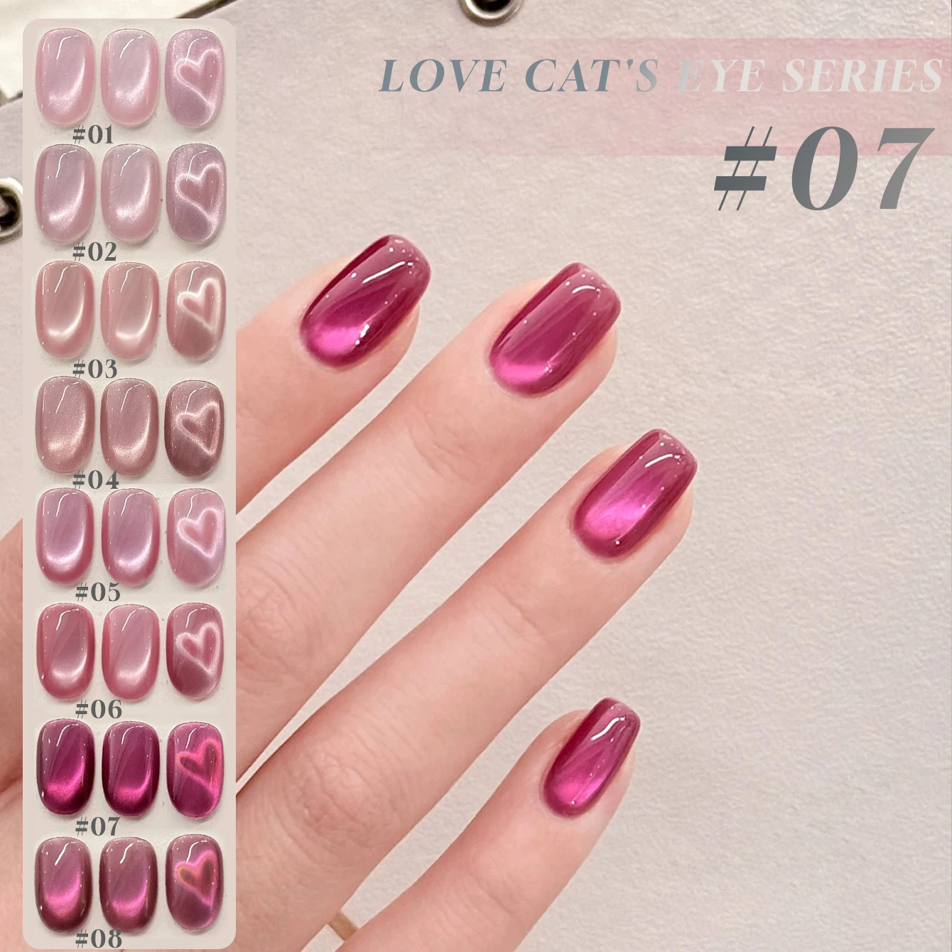 

MIANEL 12ML 2026 New Romantic Cat Eye Gel Polish • Pink & Magenta Glass Bead Effect • Skin Brightening Nail Art
