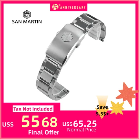 산 마틴 316L 스테인레스 스틸 스트랩 럭셔리 시계 밴드 20mm 22mm 방수 시계 팔찌 유니버설 스트레이트 엔드 링크 BD0007
