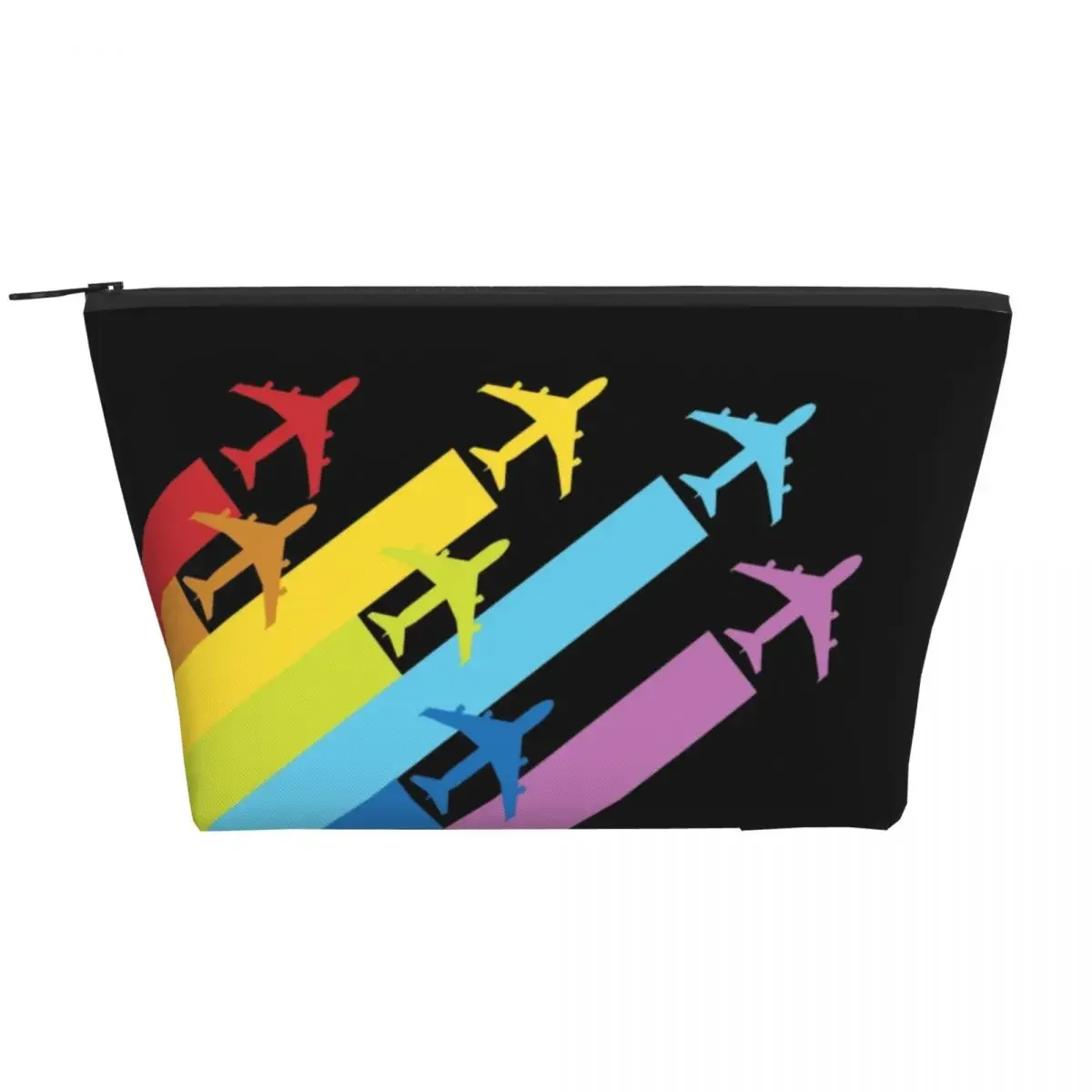 Rainbow Airplanes Chemtrails Travel Toiletry Bag Women Aviation Fighter Pilot Makeup Cosmetic Organizer Beauty Storage Dopp Kit