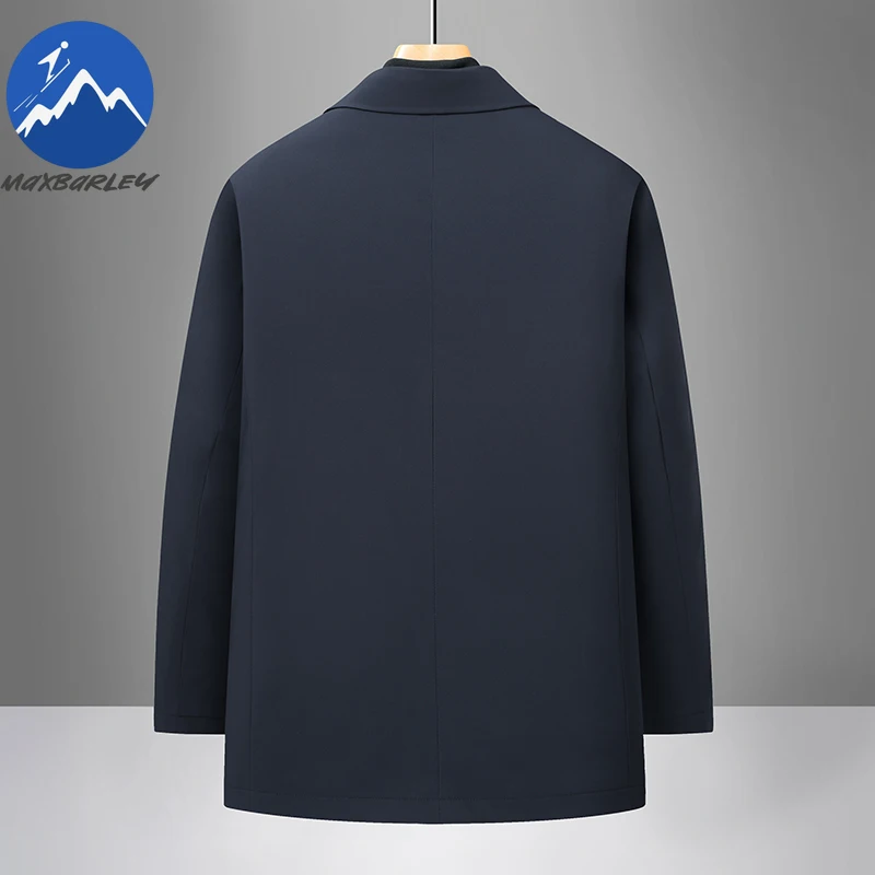 Maxbarley Men Down Jacket Lightweight Notch Collar Outdoor Office Thickened Puffer Coat Business Casual Comfortable Winter Coat