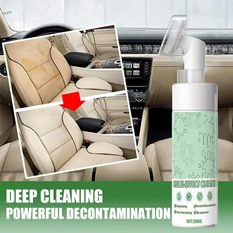 Car Interior Seat Cleaner 6.76oz Foaming Car Dashboard Cleaner No Need To Wash Dash Cleaner Multifunctional For Ceiling Cloth