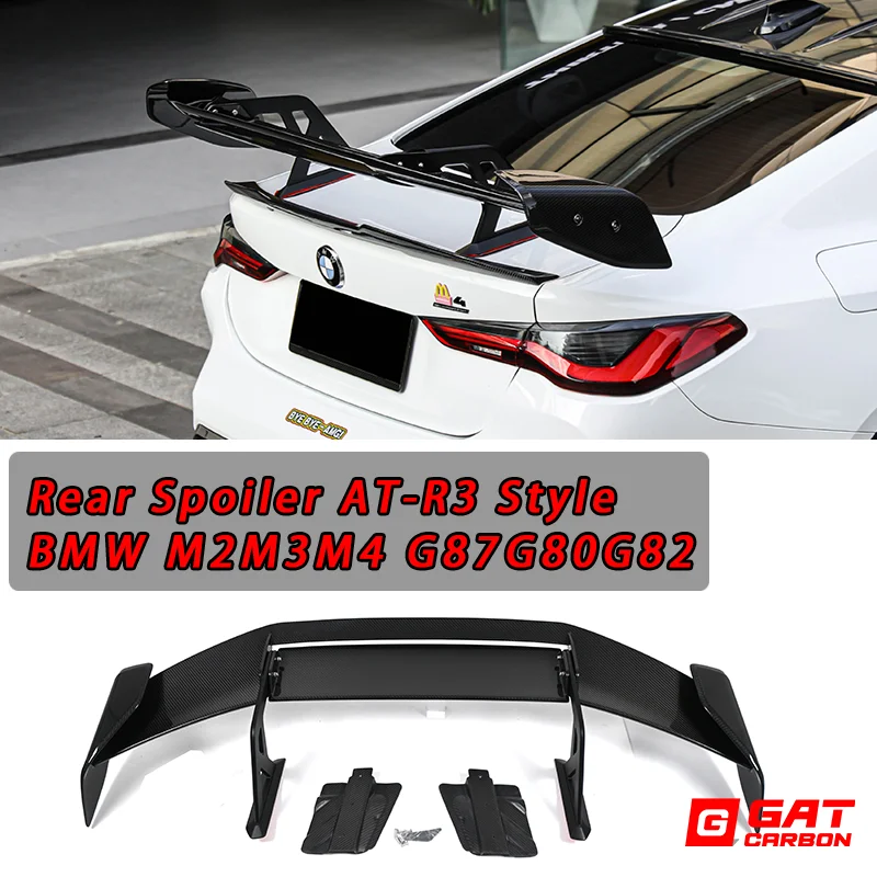 

For BMW M2 M3 M4 G87 G80 G82 AT-R3 Style Rear Spoiler Dry Carbon Fiber Fixed Wing Spoiler Car Modification Decoration Spoiler