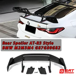 For BMW M2 M3 M4 G87 G80 G82 AT-R3 Style Rear Spoiler Dry Carbon Fiber Fixed Wing Spoiler Car Modification Decoration Spoiler