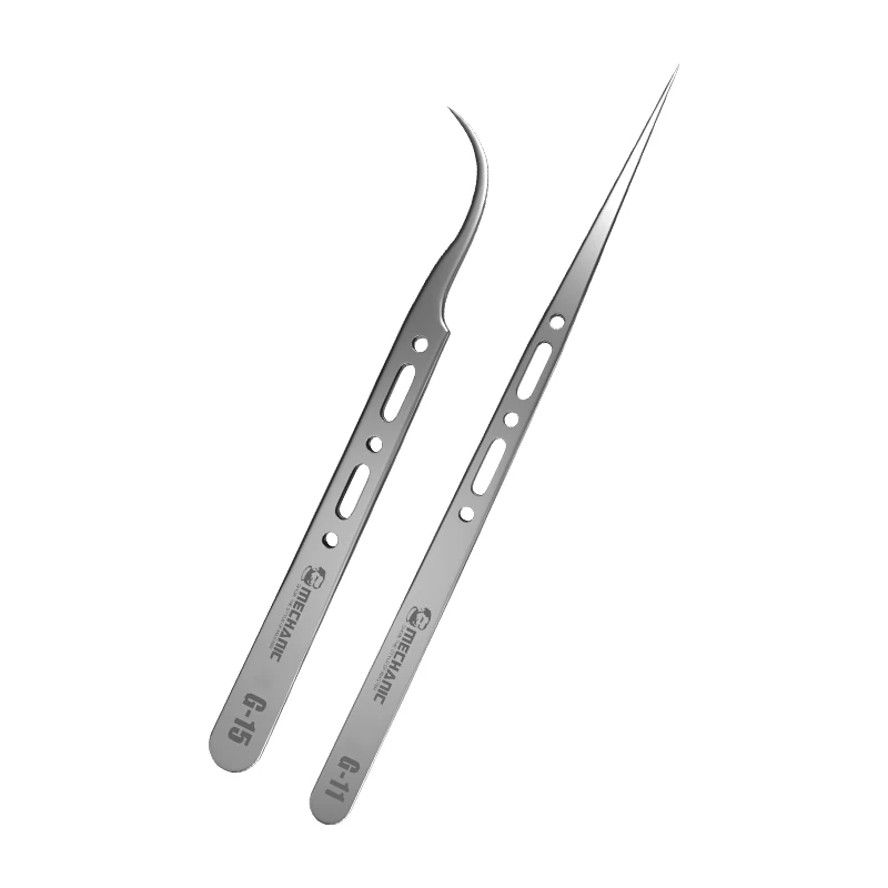 MECHANIC Extra Hard Anti-Magnetic Tweezer Stainless Steel Bent Pointed for Phone PCB Motherboard Soldering Repair Tweezers Tool