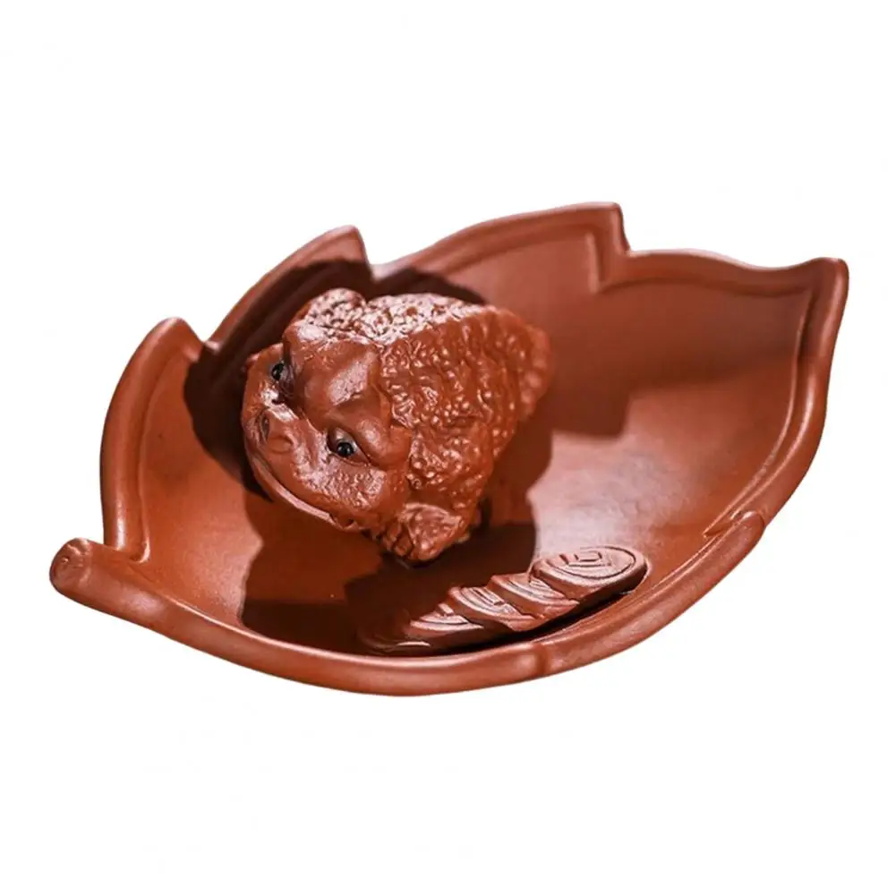 Purple Sand Lucky Tea Pet Engraved Coin Tea Pet Chinese Style Purple Sand Tea Pet Lucky Golden Toad Figurine Tray for Lovers