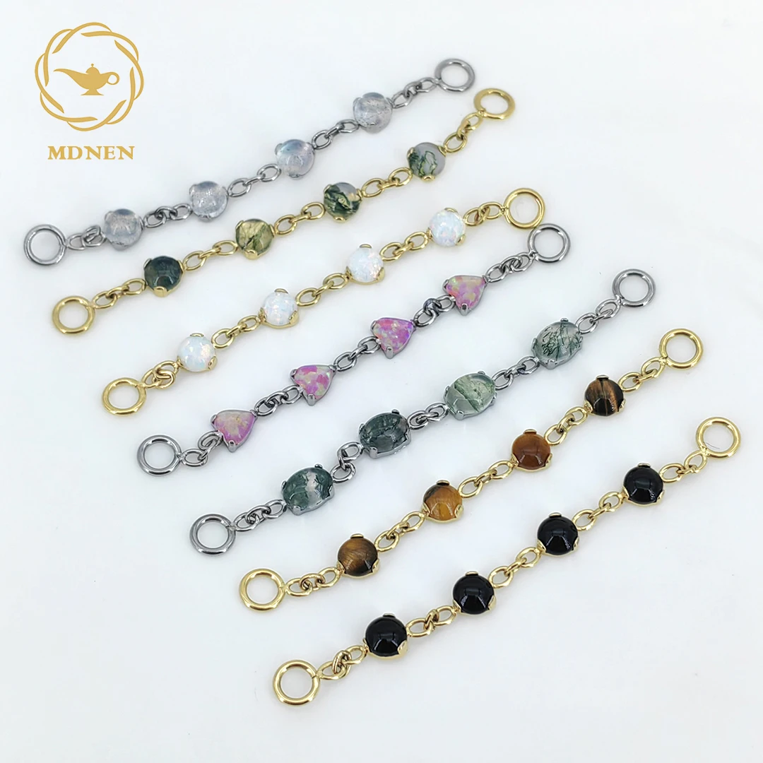 

MDNEN ASTM F136 Titanium Natural Stone Opal Hinged Segment Ring Attachment Chain Piercing Body Jewelry